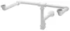 A white plastic double sink trap assembly is shown against a white background. Produktbild-Vorschau