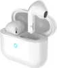 A pair of white wireless earbuds in their charging case. Produktbild-Vorschau