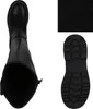 A top-down view of a black boot, a close-up of the boot's material texture, and a view of the boot's sole. Produktbild-Vorschau