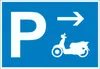 Motorroller Parkplatz mit Richtungspfeil rechts Schild Produktbild-Vorschau 1