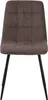 A front view of a single brown upholstered dining chair with black metal legs, isolated on a white background. Produktbild-Vorschau