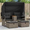 vidaXL Gartensofa 2-Sitzer mit Dach und Hockern Grau Poly Produktbild-Vorschau 1