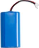 A blue cylindrical battery with a black and red wire connector. Produktbild-Vorschau