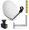 PremiumX SAT Anlage 80cm Antenne Hellgrau Quad LNB Produktbild-Vorschau 1