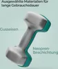 A close-up view of a dumbbell, highlighting its materials and construction. Produktbild-Vorschau