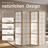 Homestyle4u Paravent Raumteiler 4 teilig Indoor Holz Natur Produktbild-Vorschau 5