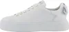 A side view of a white leather sneaker with a platform sole and a bow detail at the heel. Produktbild-Vorschau