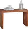 A wooden console table with decorative items on top, set against a white background. Anteprima dell’immagine prodotto