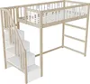 A high-loft bed with stairs and a safety rail, presented against a white background. Náhled obrázku produktu