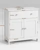 A white bathroom vanity cabinet with dimensions indicated by measurement lines and text. Voir les images du produit