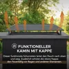 A black outdoor fireplace with a gray cap, showing smoke rising from it. Náhled obrázku produktu