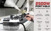 A handheld steam cleaner is being used to clean a kitchen stove. Voir les images du produit