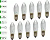 A collection of ten clear, ribbed candle-shaped light bulbs with E10 bases, arranged in two rows on a white background. Produktbild-Vorschau