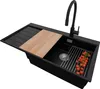 PRIMAGRAN Granitspüle Schwarz 90x50cm, Spülbecken 1 Becken Produktbild-Vorschau 1