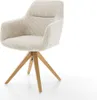 A beige corduroy armchair with a wooden base is shown against a white background. Produktbild-Vorschau