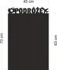 A black magnetic board with decorative elements and dimensions indicated. Anteprima dell’immagine prodotto