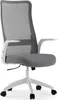 A white and gray ergonomic office chair with a mesh back and padded seat, shown from a three-quarter angle on a white background. Podgląd zdjęcia produktu