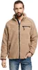 A man wearing a tan fleece jacket and blue jeans, posing for a product shot. Anteprima dell’immagine prodotto