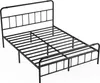 A black metal bed frame with a headboard and footboard, shown from a diagonal angle against a white background. Produktbild-Vorschau