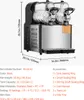 A commercial slushy machine with dimensions and specifications listed. Náhled obrázku produktu