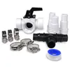 A collection of plumbing fittings and accessories arranged on a white background. Produktbild-Vorschau