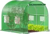 A green arched greenhouse with plants inside, including tomatoes and lettuce. Produktbild-Vorschau