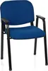 A blue office chair with black metal legs and armrests is shown against a white background.