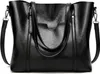 A black leather handbag is shown against a white background. Produktbild-Vorschau