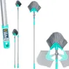 A collage of images showing a telescopic broom with a fan-shaped brush head, designed for cleaning corners and cobwebs. Náhľad obrázku produktu