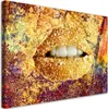 Leinwandbild Abstraktion goldener Lippen 120x80 Feeby Gold Produktbild-Vorschau 1