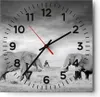 Wanduhr - Quadrat - Glasuhr - Elefanten Schwarzweiß Safari Produktbild-Vorschau 1
