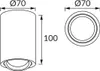 Technical drawing of a cylindrical light fixture with dimensions indicated. Produktbild-Vorschau