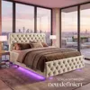 tectake® Polsterbett Sedona in Samtoptik mit Steppmuster Produktbild-Vorschau 8