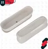 Two white ceramic planters with saucers are shown against a white background with a repeating pattern of mushroom icons. Produktbild-Vorschau
