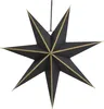 A black, seven-pointed star decoration with gold trim, suspended against a white background. Produktbild-Vorschau
