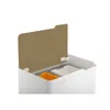 A white trash can with a brown lid open, showing two compartments inside. Produktbild-Vorschau