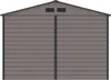 Front view of a metal shed with double doors and vents. Náhled obrázku produktu