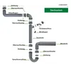 Diagram of a plumbing system with labels in German. Produktbild-Vorschau