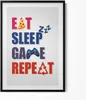 Inschrift für einen Gamer „Eat sleep game repeat“– Wandbild Produktbild-Vorschau 1