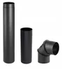 Three black metal chimney pipes and an elbow joint are displayed against a white background. Voir les images du produit