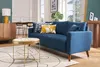 Miliboo - 3-Sitzer-Sofa mit dunkelblauem Stoff und dunklem Produktbild-Vorschau 2