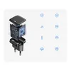 A cutaway view of a USB charger showing its internal components, alongside a series of icons representing its features. Voir les images du produit