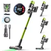 A cordless vacuum cleaner and its accessories are displayed against a white background, with some components shown in multiple angles. Produktbild-Vorschau