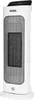 A white ceramic heater with a black grille and digital display. Voir les images du produit