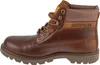 A side view of a brown leather Caterpillar boot. Voir les images du produit