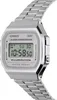 A silver Casio digital watch with a metal band is shown from a slightly angled perspective against a white background. Voir les images du produit
