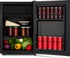 An open mini-refrigerator filled with food and drinks. Produktbild-Vorschau