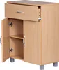 A light brown wooden sideboard with a drawer and two doors, shown from the front with one door open. Náhľad obrázku produktu
