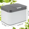 A white and gray compost bin with dimensions indicated. Produktbild-Vorschau