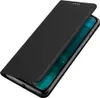 A black flip phone case is shown from a diagonal angle, with the flip cover partially open to reveal the phone screen inside. Anteprima dell’immagine prodotto